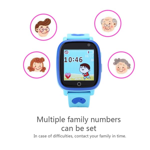 Barn WiFi GPS LBS Positionering Smart Telefon Klocka Locator Tracker SOS Samtal (Blå & Engelska)
