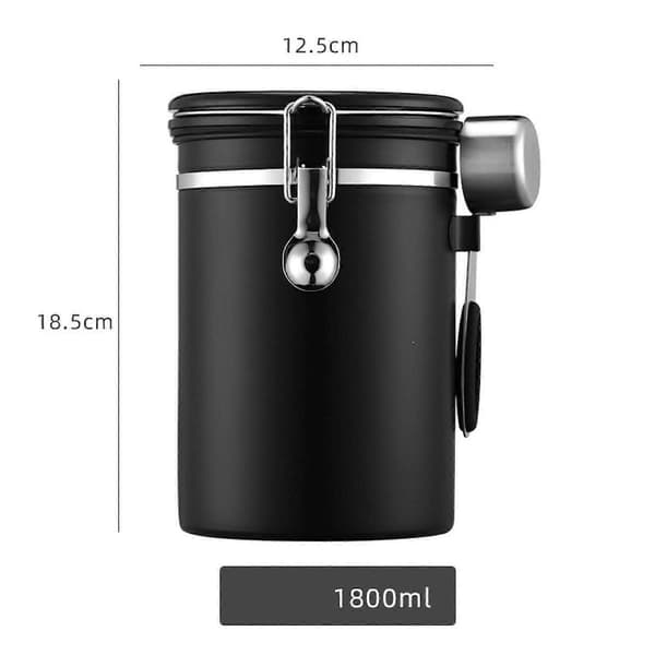 Kaffeboks Gadgets Kaffeoppbevaringsbeholder for te, kjeks, kaffebønner, sølv, 1,2 l Optional Black 1.8L