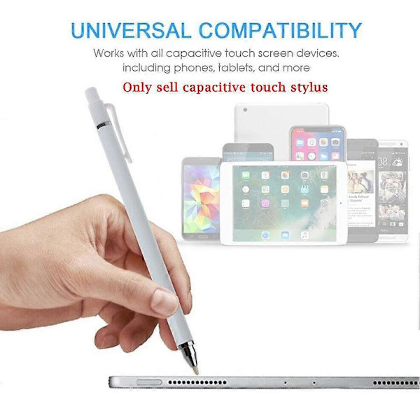 Universal Stylus Penna Dubbla Mjuka Spetsar Skärm Kapacitiv Stylus Penna för Mobil Android Telefon Smart Penna Tillbehör WHITE