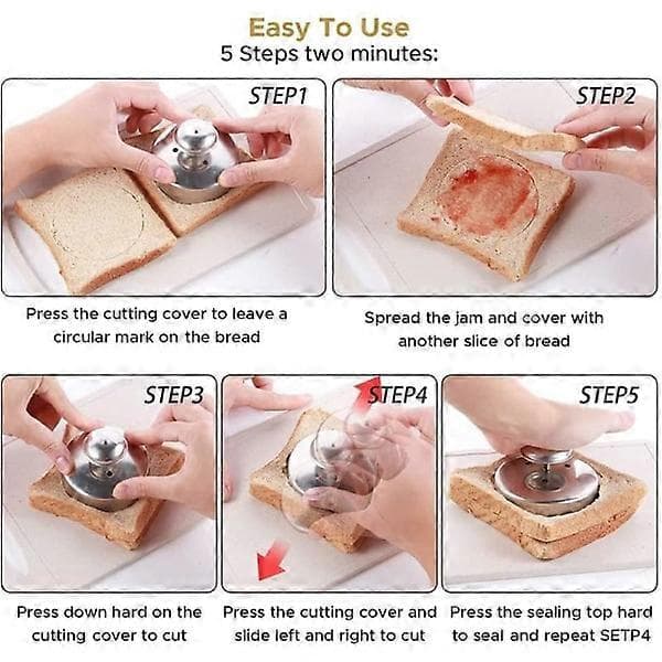 Sandwichform i rustfritt stål for barn, rund sandwichform, sikker og holdbar