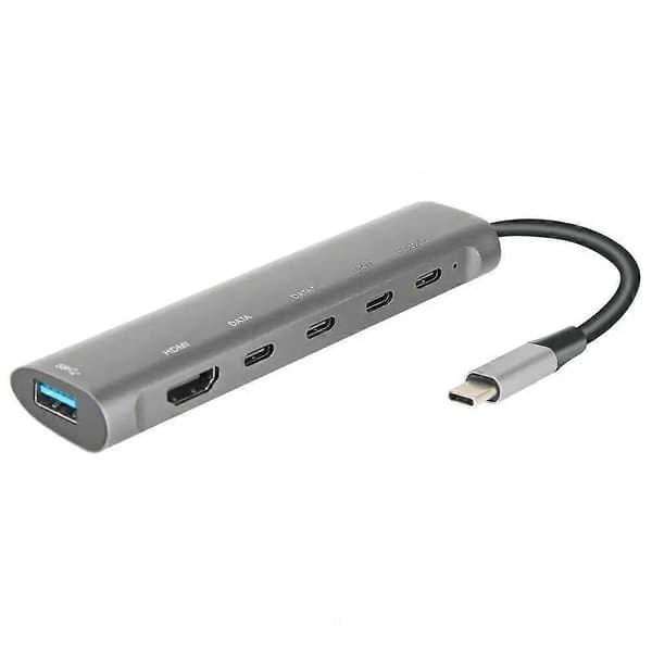 Trygg og Robust USB C Multiport Dongle Effektiv Varmedissipasjon Dokkingstasjon PD100W Datatilbehør Silver