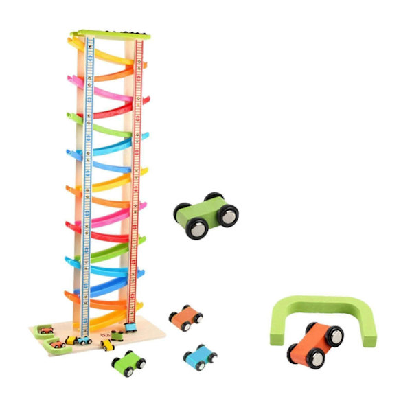 Trä Bil Ramp Leksak Finmotorik Racerbana för Barn Pojkar Flickor Multi Color