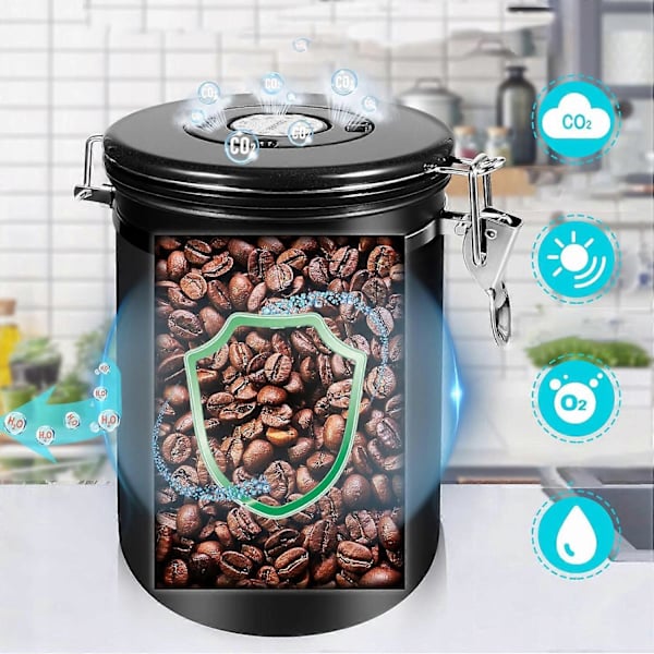 Hermetisk Kaffe- og Tebeholder i Rustfrit Stål 1,8 L black
