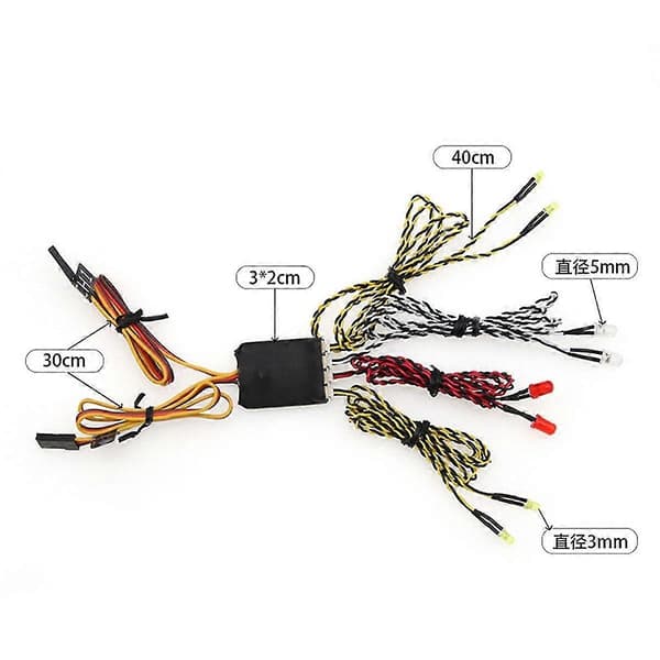 2X 8 LED Lys System Front & Bak Lampegruppe Blinklys for RC Crawler Bil TRX4 Axial SCX10 D12 MN