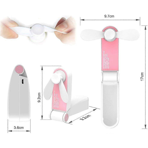 Mini elektrisk handhållen fläkt, resor utomhus (rosa)