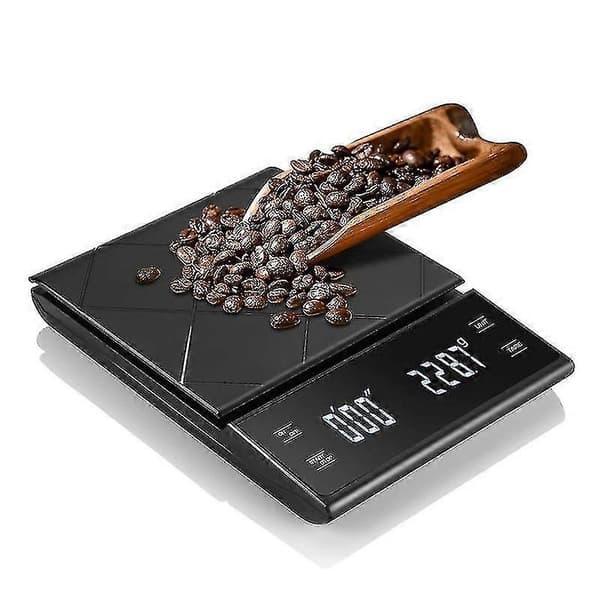 Elektronisk köksvåg, portabel digital kaffevåg med timer, hög precision LED-display, våg för hemmabruk