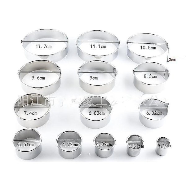 Isterningebakker 14 stk. Mousse kage ringe i rustfrit stål Runde små kageforme DIY Kiks Bageforme Kageforme