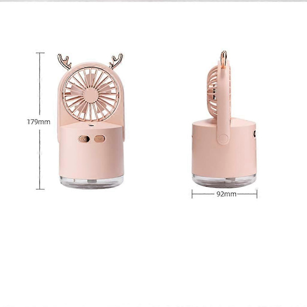 Kannettava pöytäjäähdytys USB-ladattava tuuletin (vaaleanpunainen)