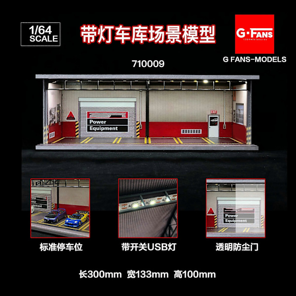 1:64 G FANS Bilgarage Diorama Modell Med LED-lampor Parkeringsplatser Stad DIY Modellset Kan Kombineras med Städer 710012B tools