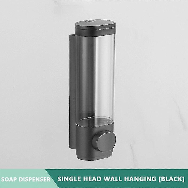 Manuaalinen suihkun paineella toimiva saippua-annostelija, yksi- tai kaksoispää, seinään asennettava käsihuuhdepullo, shampoo, kylpyhuoneen saippua-annostelija black single head
