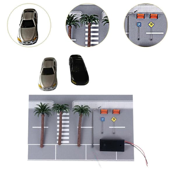 Parkeringsplads Modelbil Scene Interaktiv til 1/64 Mikro Landskabsmodel Tog white light multi