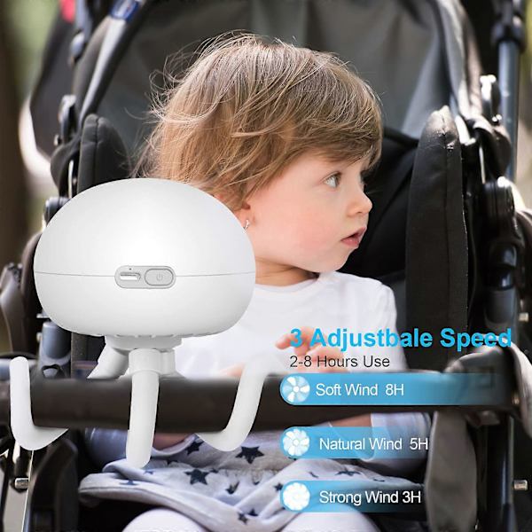 Barnvagnsfläkt Bärbar Bladeless Mini Handheld med flexibelt uppladdningsbart batteridriven (svart)
