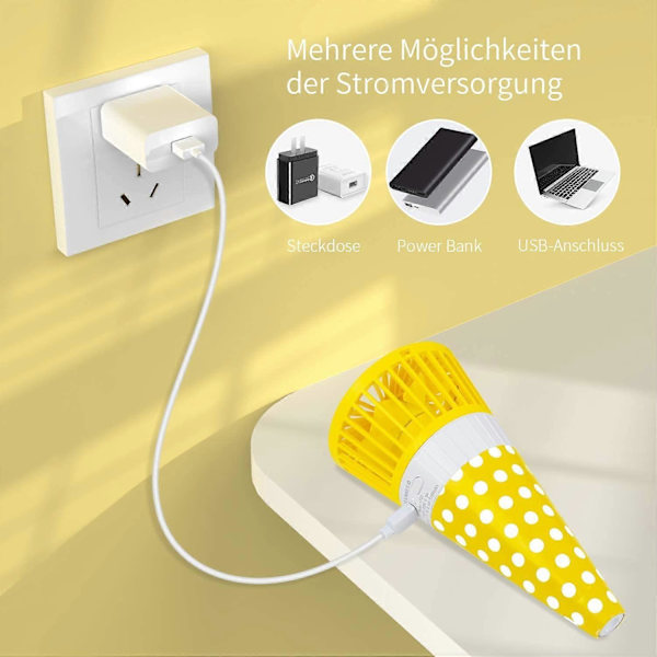 2020 kannettava kädessä pidettävä tuuletin, USB-taskuun ripustettava tuuletin jäätelön muotoisella ulko- ja sisäkäyttöön kesällä (mangonkeltainen)