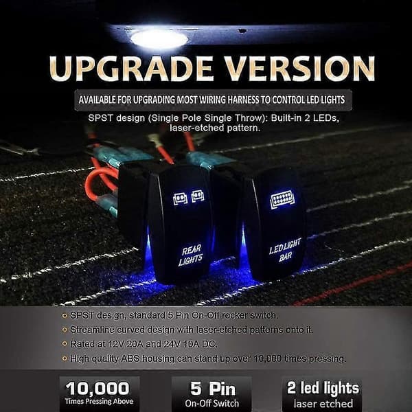 Vippebryter Baklys LED Lys Bar 2usb Strømlader Bryter For Atv X3 Rzr Båt Suv