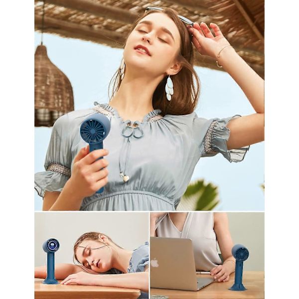 Rose Mini USB-fläkt med laddningsbart batteri, tyst bärbar fläkt, litet batteri med skrivbordsbas för kylning när