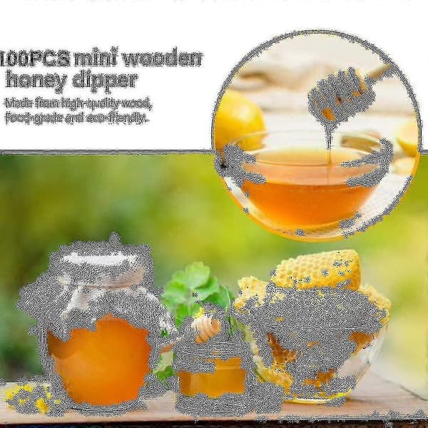 100-pack Mini Honungsskedar i Trä, 7,6 cm, Individuellt Förpackade
