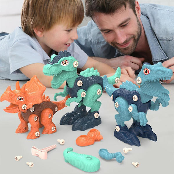 4x DIY Monterings Dinosaurieleksak DIY Monteringsbyggsats för Barn Ålder 6+