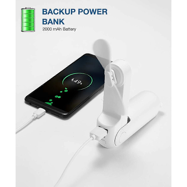 USB-ladattava kädessä pidettävä minituuletin (valkoinen)