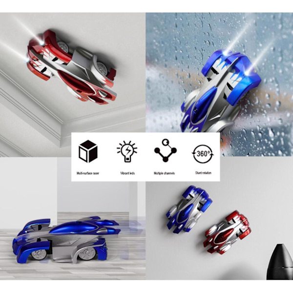 Väggklättrande bil Drifting Racing Bil Leksaksbilar med LED-lampor Presenter Pojkar Flickor röd black