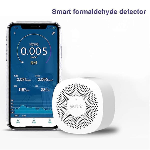 Luftkvalitetsmåler Digital Formaldehyd Detektor Bluetooth Indendørs Lufttester Tvoc Co2 Måler Til Hjem Drivhus Kontor