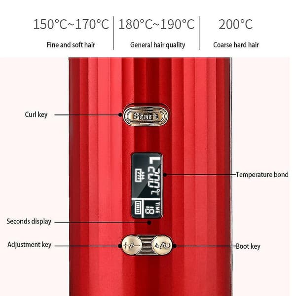 Krølltenger Trådløs Automatisk Hårkrøller Trådløs Krølltang USB Oppladbar Luftkrøller Krølltenger