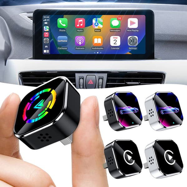 Trådløs CarPlay & Android Auto Adapter – 2-i-1 Trådløs Adapter for iPhone & Android – Rask & Stabil Tilkobling for Sømløs Bilintegrasjon A
