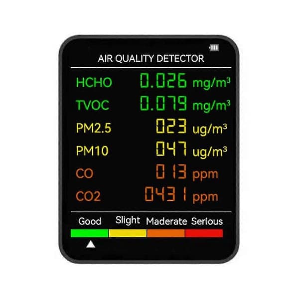 2 stk. 6 i 1 PM2.5 PM10 HCHO TVOC CO CO2 Luftkvalitetsdetektor CO CO2 Formaldehydmonitor Luftkvalitet