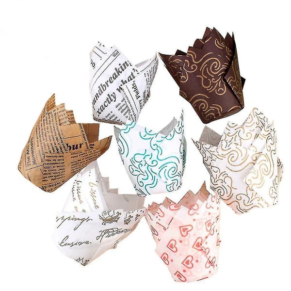 Kageforme 100 stk. Assorterede farver Tulipan Papir Bageforme til Muffins Kager Cupcakes Chokolade 500 stk.
