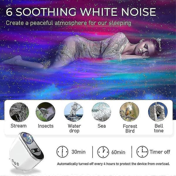 Nordlys stjernehimmel projeksjonslampe Bluetooth ambient nattlys stue projeksjon drømmende romantisk