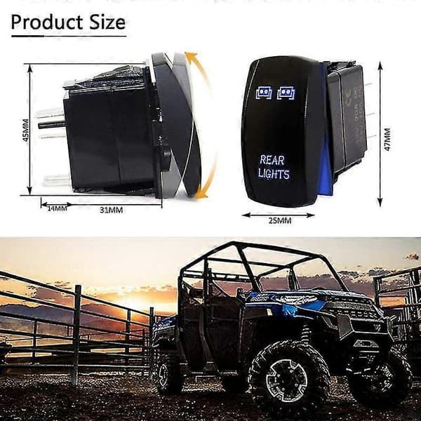 Vippebryter Baklys LED Lys Bar 2usb Strømlader Bryter For Atv X3 Rzr Båt Suv