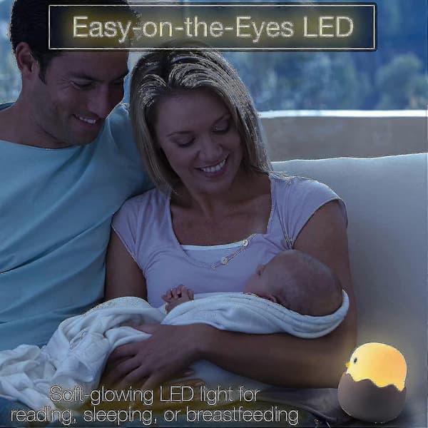 Eggeskall Kyklinglampe Soverom Mini Hvitt Lys LED Nattlys Amming Lading Sovelampe