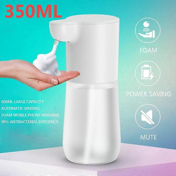 Automaattinen vaahtosaippua-annostelija, käsien desinfiointipumppu, USB-lataus, lasten kylpyhuoneen nestesaippua-annostelijat pesualtaalle 350ML Foam