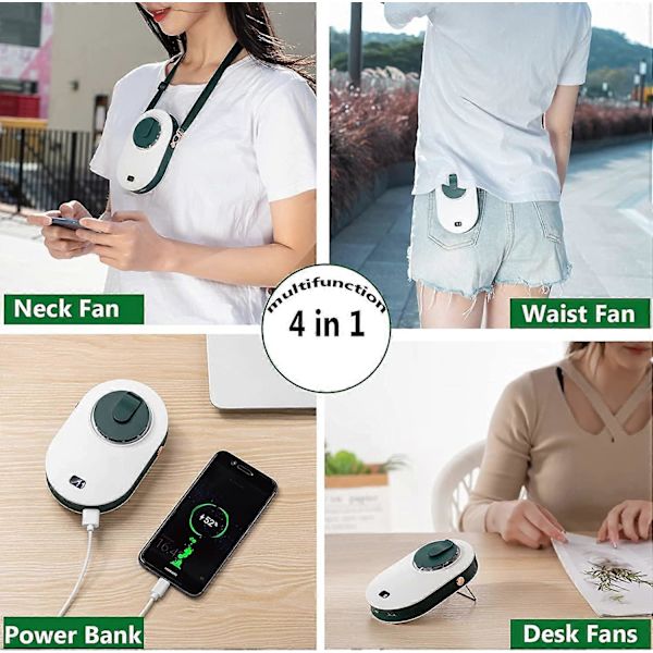 Kannettava kaulaan kiinnitettävä tuuletin, Hands-Free Mini Personal -tuuletin USB-ladattava, Clip-On vyötärötuuletin, 3 nopeusasetusta