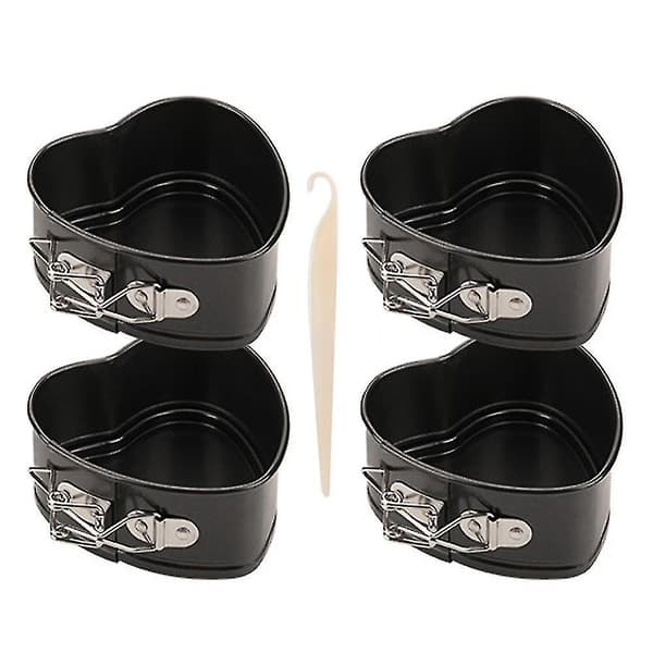 Kageforme 4 stk. 4 tommer Springform Kageforme Sæt med Silikoneskraber 4 stk. Hjerteforme