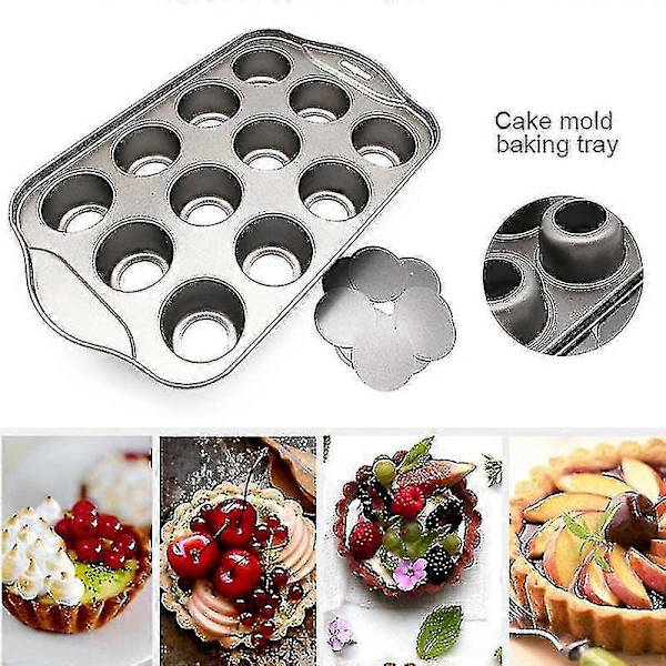 12 Mini Kageform Cheesecake Kop Non-stick Muffin Cupcake Bageplade