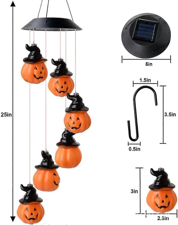 Halloween Dekor Solcellelys Utendørs Halloween Dekor Gresskarlys Led Hagepynt Lys Tre Hengende lys pumpkin