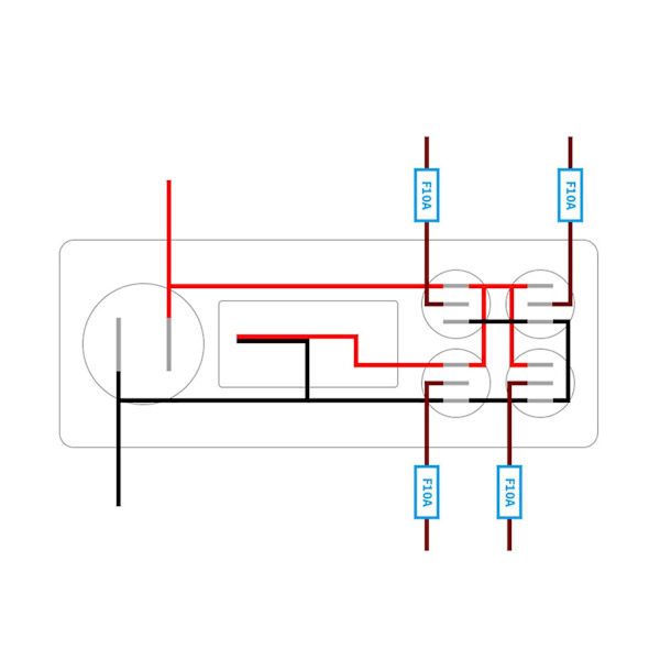 Autolaturi 36W Vedenpitävä 4-osainen kytkinpaneeli veneisiin, asuntovaunuihin, punainen valo Blue Light 170mmx65mm