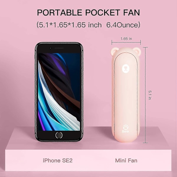 Handhållen fläkt med 4800 mAh Powerbank Max 46 timmars drifttid, fickfläkt bärbar batteridriven