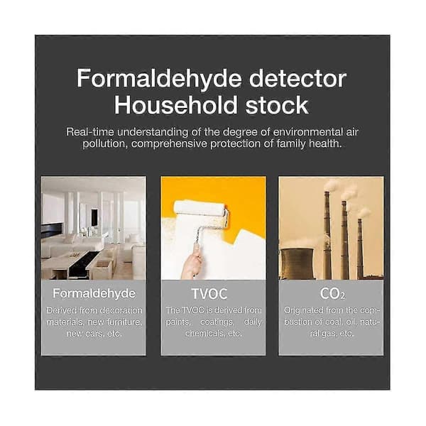 Luftövervakning, Sensor för inomhusluftkvalitet Formaldehydtestare Bärbar detektor för kol D