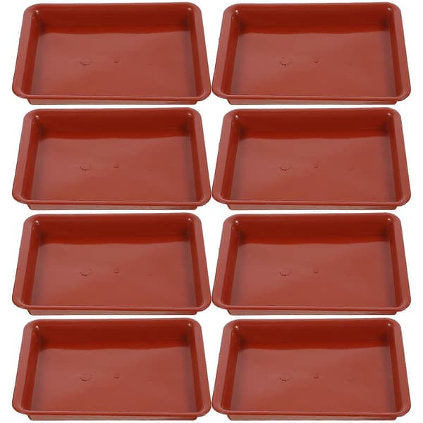 10 st Rektangulär Blomkruka Vattenbricka Rektangulär Växtfat Trädgård Växtkruka Hållare Brickor Dark Red 20.00X15.50X2.50CM
