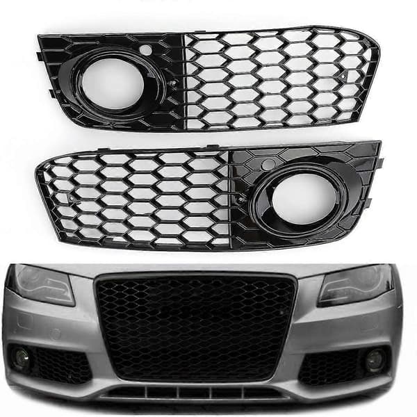 Svart bil front tåkelys mesh grilldeksel for A4 B8 2009 2010 2011 2012 tåkelys honeycomb grill