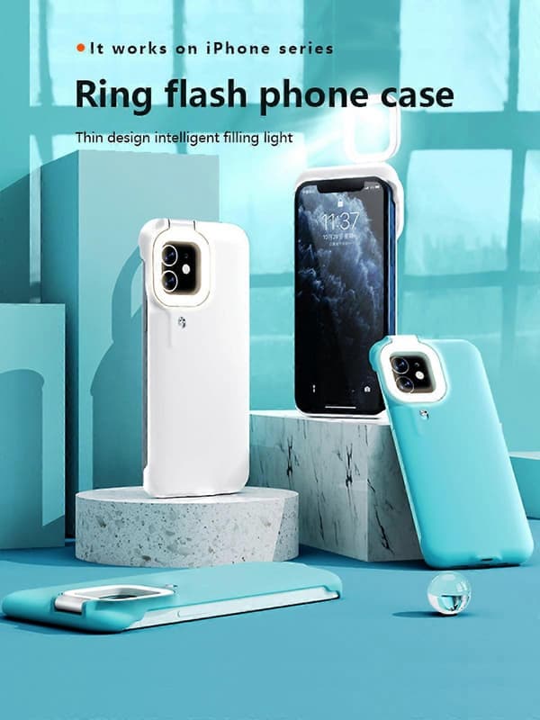 (Ljusblå) Fyllnadsljus Telefonfodral för Iphone12/12 Pro