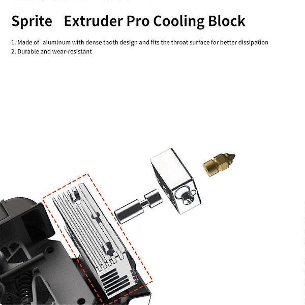 5 stk. køleblok til Sprite Extruder 3D-printertilbehør til Ender3 S1 Plus Pro/CR10 Smart Pro/-3 V3 SE Etc Silver