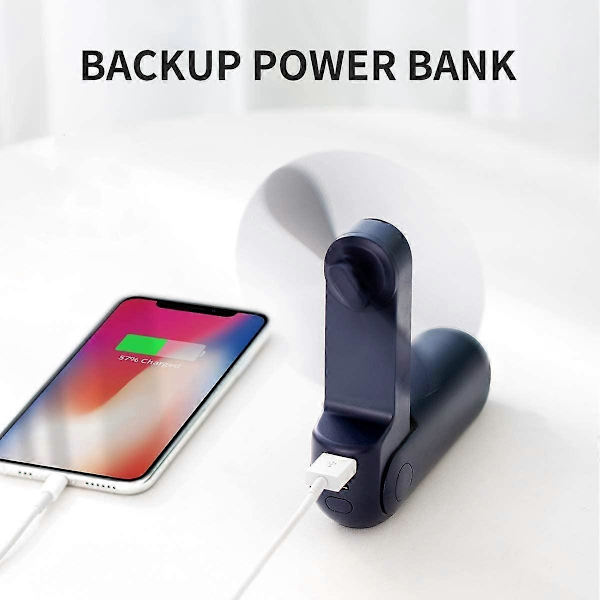 Bärbar handhållen fläkt, handfläkt med minifickor, liten batteridriven 14-21 timmar Tyst personlig fläkt