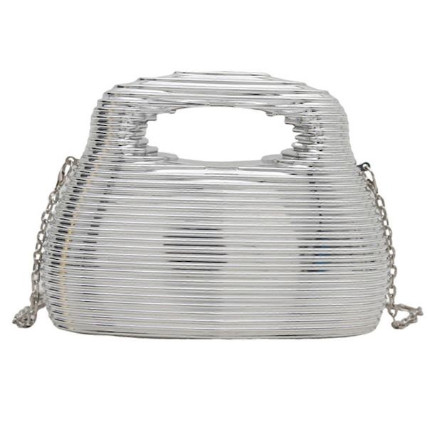 Stilren akryl crossbody-väska med kedjerem, axelväska, avslappnad festväska, aftonväska, handväska för kvinnor Silver