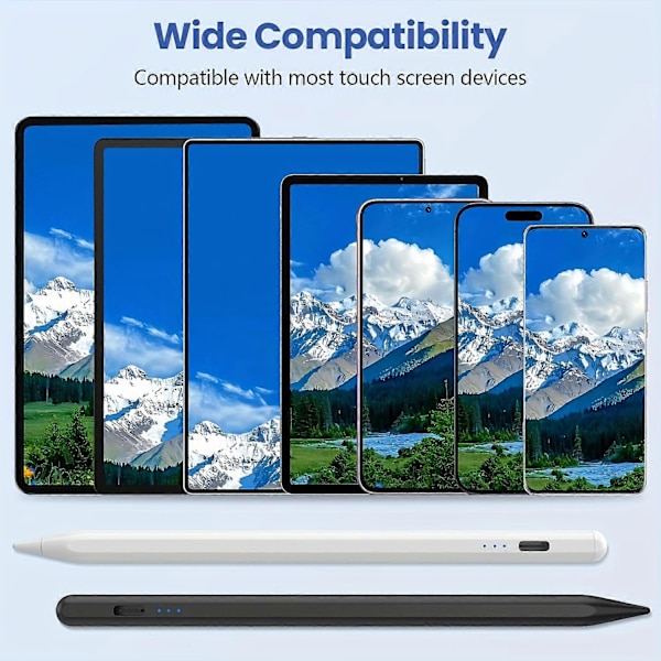 Kosketusnäytön kynä, 15 minuutin pikalatauksella oleva kynä Samsungille/tabletille/puhelimelle, Android/iOS, erittäin tarkka magneettinen yleiskynä White
