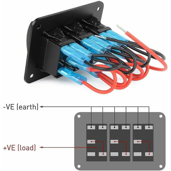 3-veis Panel Vippebryter Dash 5 Pin På/av Forhåndskablet Er S For Bil