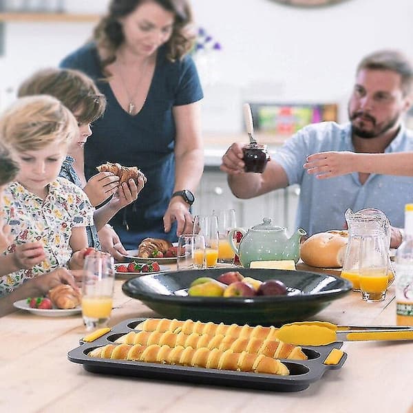 Baguetteformssæt til gryderetter, 3 riller, non-stick silikonebrødform, varmebestandig bagepladeform, grå