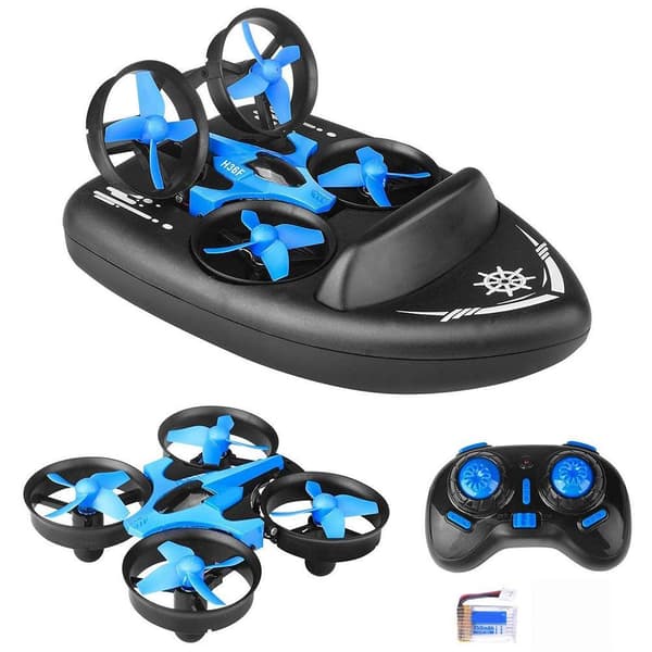 3 i 1 Mini RC Drone Bil Båt Quadcopter 360 Stunt Headless Mode Barneleker Gaver