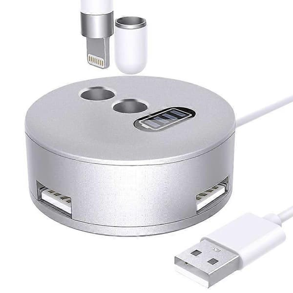 For Apple Pencil 1 3 USB-port ladebase i aluminium A48-2 Silver